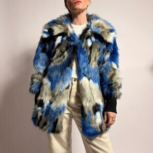 NVLT Faux Fur Abstract Coat - Size M